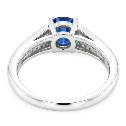 Natural Real ( Not Lab Grown )  Split Shank Round Blue Sapphire Ring White Gold 14K 1.75 Carats