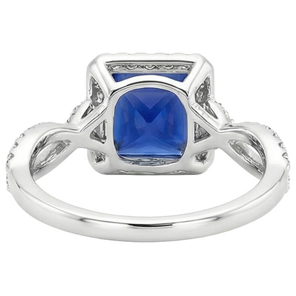 Natural Real ( Not Lab Grown )  Square Designer Blue Sapphire Ring