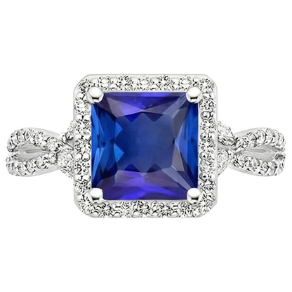 Natural Real ( Not Lab Grown )  Square Designer Blue Sapphire Ring