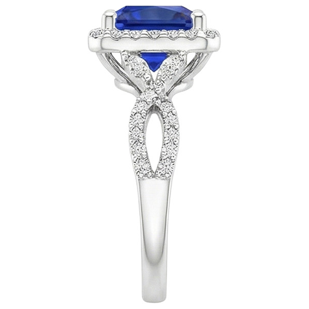 Natural Real ( Not Lab Grown )  Square Designer Blue Sapphire Ring