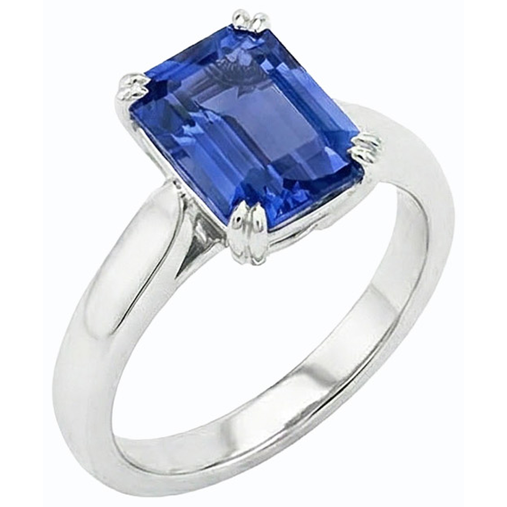 Natural Real ( Not Lab Grown )  Srilanka Sapphire Solitaire Emerald Anniversary Ring 2.50 Carats