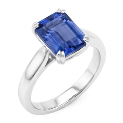 Natural Real ( Not Lab Grown )  Srilanka Sapphire Solitaire Emerald Anniversary Ring 2.50 Carats