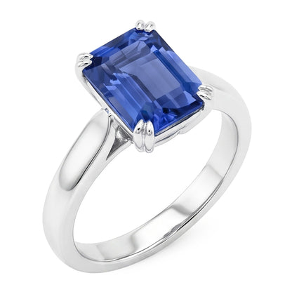 Natural Real ( Not Lab Grown )  Srilanka Sapphire Solitaire Emerald Anniversary Ring 2.50 Carats