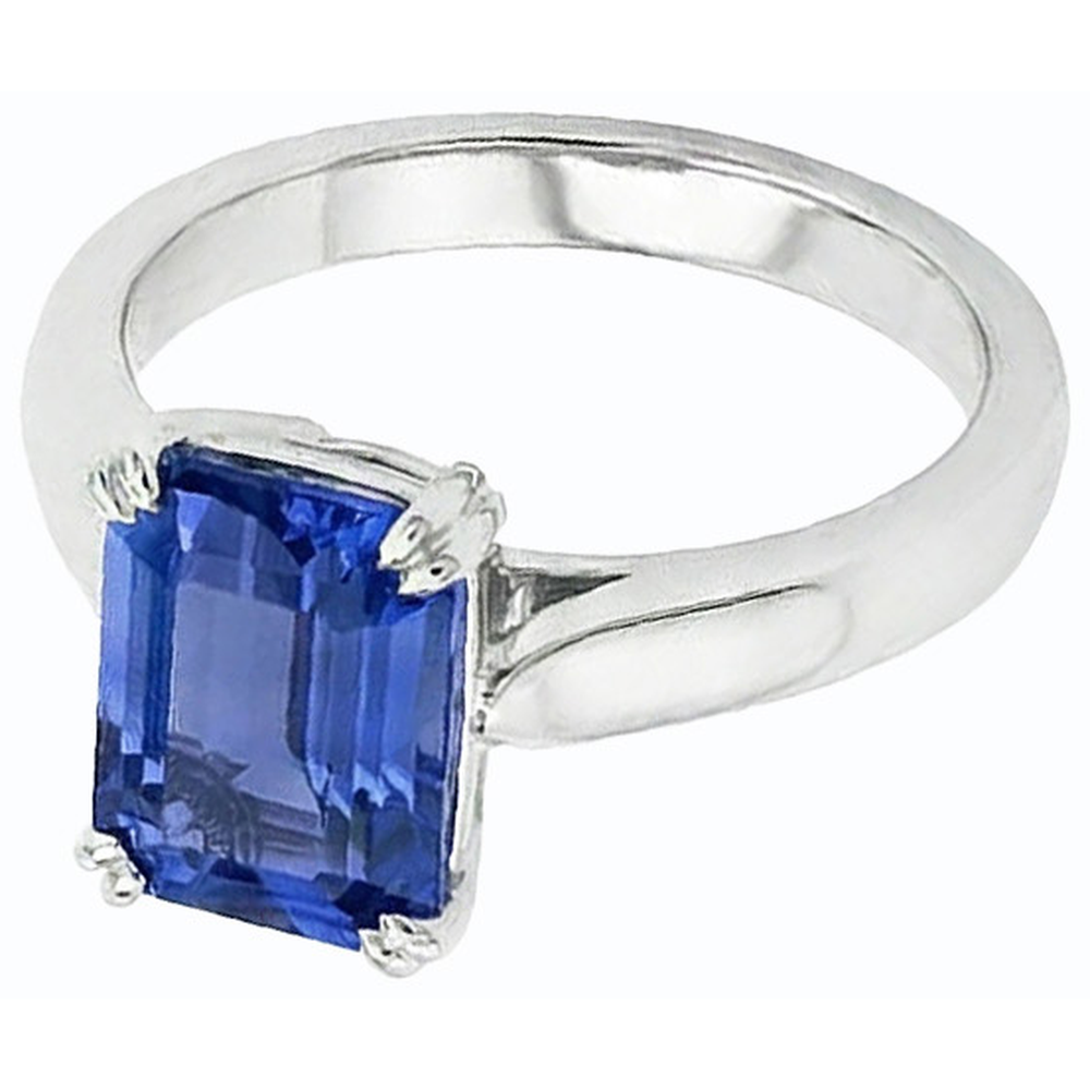 Natural Real ( Not Lab Grown )  Srilanka Sapphire Solitaire Emerald Anniversary Ring 2.50 Carats