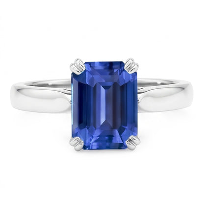 Natural Real ( Not Lab Grown )  Srilanka Sapphire Solitaire Emerald Anniversary Ring 2.50 Carats