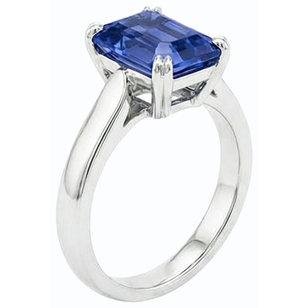Natural Real ( Not Lab Grown )  Srilanka Sapphire Solitaire Emerald Anniversary Ring 2.50 Carats