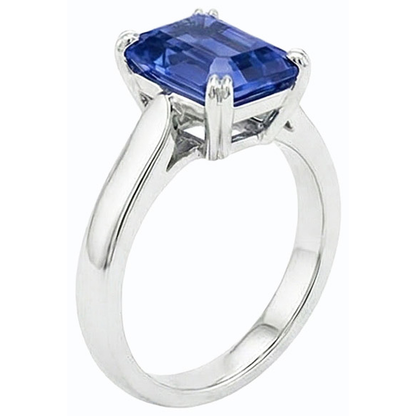 Natural Real ( Not Lab Grown )  Srilanka Sapphire Solitaire Emerald Anniversary Ring 2.50 Carats