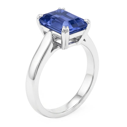 Natural Real ( Not Lab Grown )  Srilanka Sapphire Solitaire Emerald Anniversary Ring 2.50 Carats