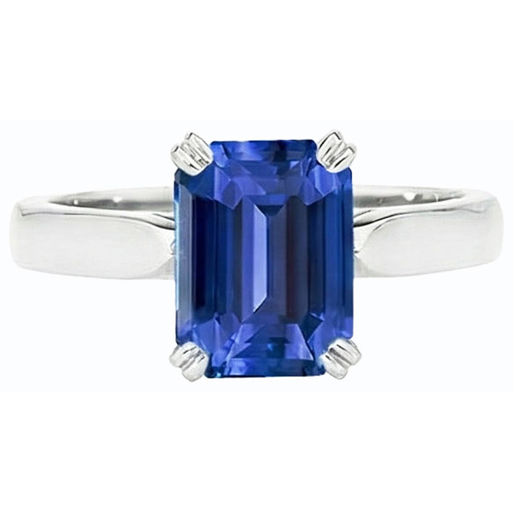 Natural Real ( Not Lab Grown )  Srilanka Sapphire Solitaire Emerald Anniversary Ring 2.50 Carats