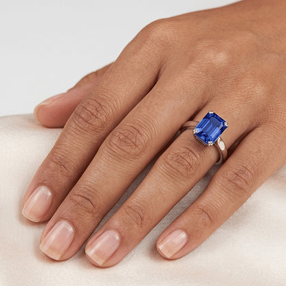 Natural Real ( Not Lab Grown )  Srilanka Sapphire Solitaire Emerald Anniversary Ring 2.50 Carats