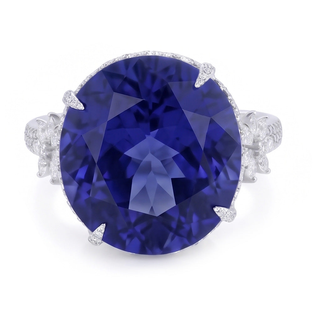 Natural Real ( Not Lab Grown )  Tanzanite Cocktail Ring For Women