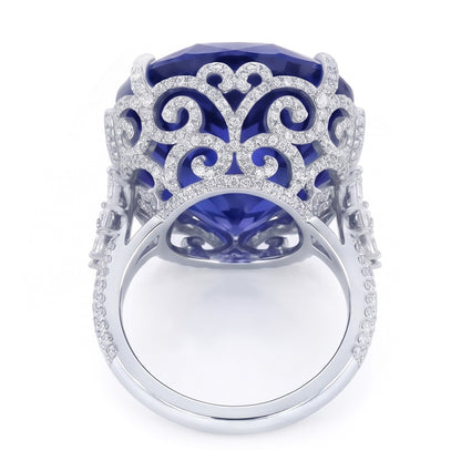 Natural Real ( Not Lab Grown )  Tanzanite Cocktail Ring For Women