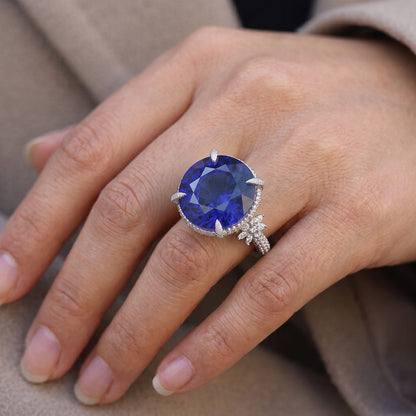 Natural Real ( Not Lab Grown )  Tanzanite Cocktail Ring For Women