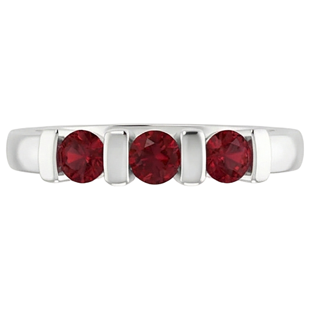 Natural Real ( Not Lab Grown )  Three Stone Burma Ruby Ring 0.90 Carats Bar Setting Jewelry New