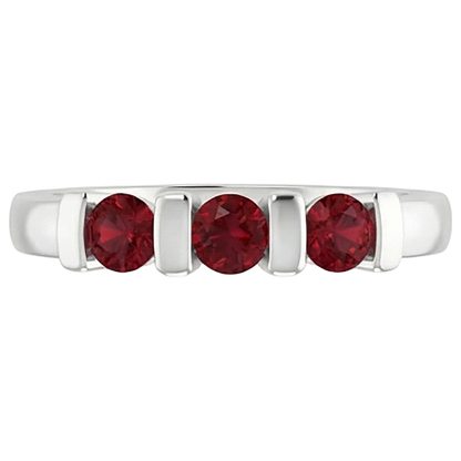 Natural Real ( Not Lab Grown )  Three Stone Burma Ruby Ring 0.90 Carats Bar Setting Jewelry New