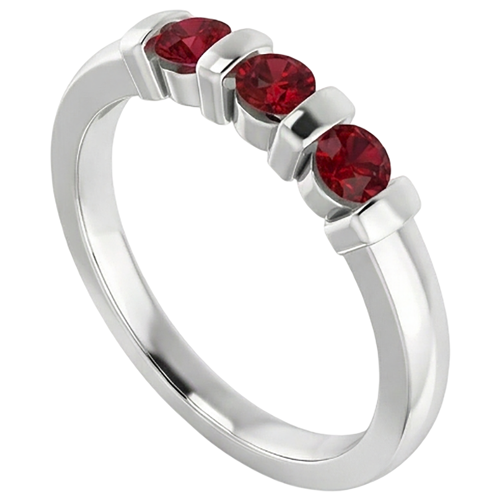 Natural Real ( Not Lab Grown )  Three Stone Burma Ruby Ring 0.90 Carats Bar Setting Jewelry New