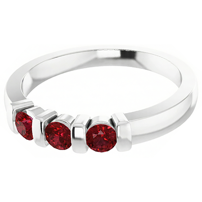 Natural Real ( Not Lab Grown )  Three Stone Burma Ruby Ring 0.90 Carats Bar Setting Jewelry New