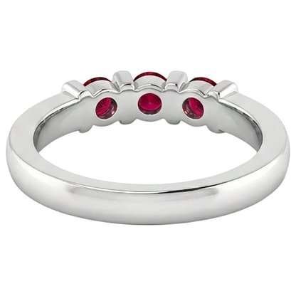 Natural Real ( Not Lab Grown )  Three Stone Burma Ruby Ring 0.90 Carats Bar Setting Jewelry New