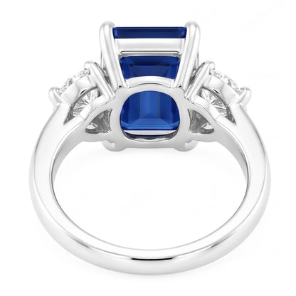 Natural Real ( Not Lab Grown )  Three Stone Engagement Ring Emerald Sri Lankan Sapphire 2.50 Carats