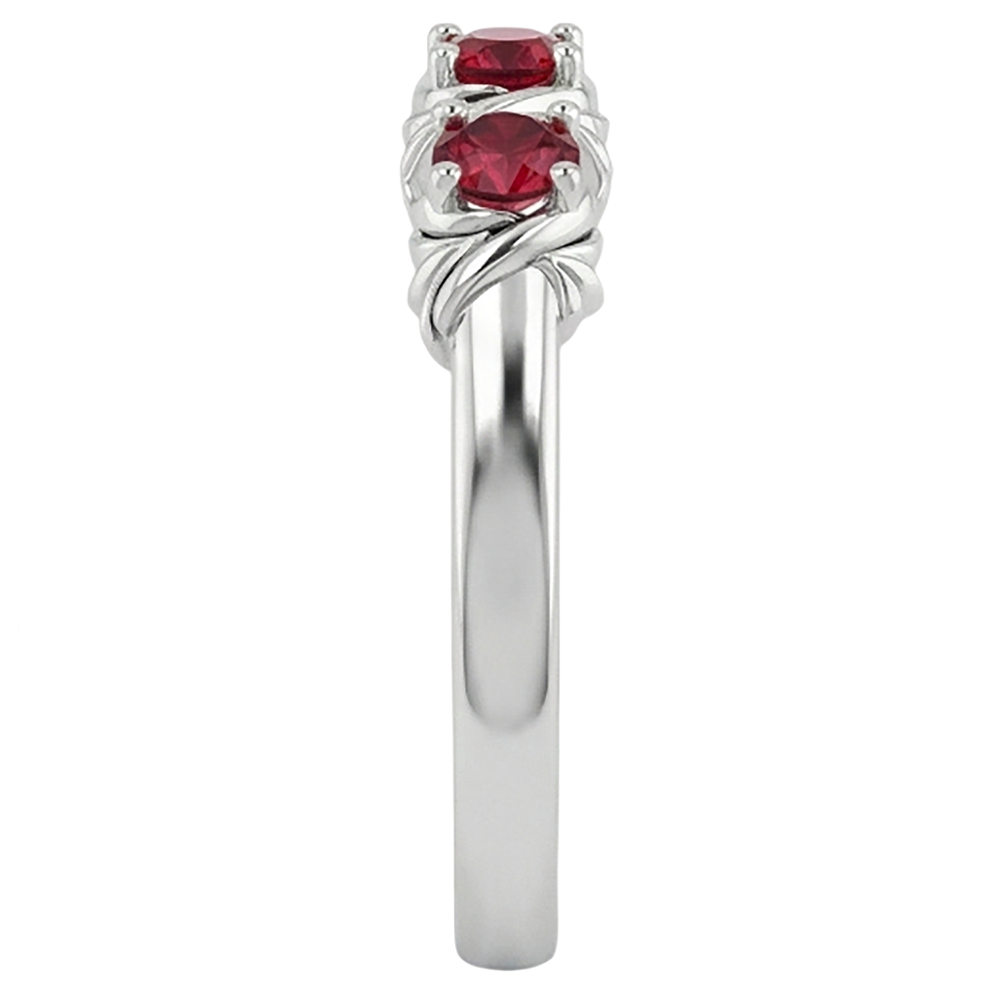 Natural Real ( Not Lab Grown )  Three-Stone Ring 0.60 Carats Antique Style Ruby Women Jewelry