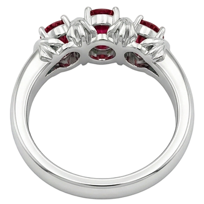 Natural Real ( Not Lab Grown )  Three-Stone Ring 0.60 Carats Antique Style Ruby Women Jewelry