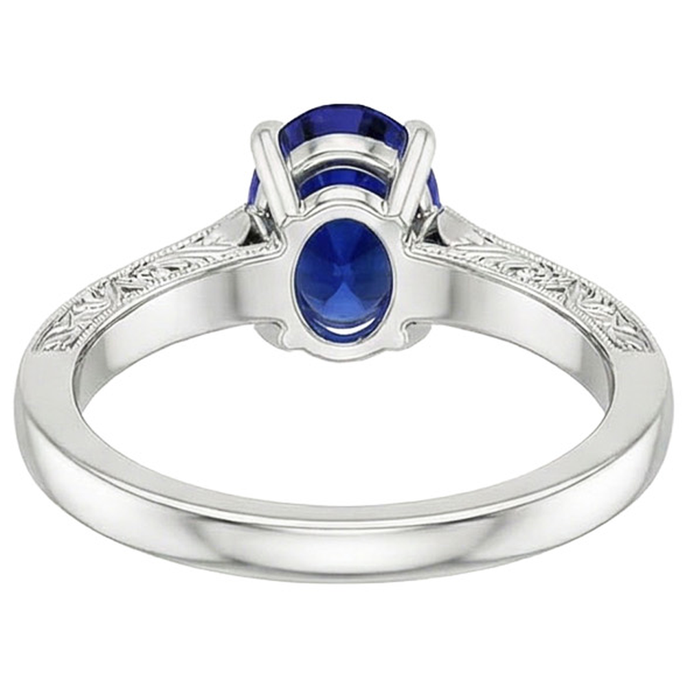 Natural Real ( Not Lab Grown )  Three Stone Vintage Style Ring Oval Ceylon Sapphire 2.25 Carats