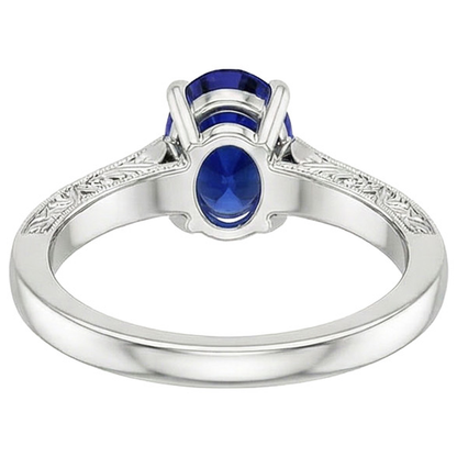 Natural Real ( Not Lab Grown )  Three Stone Vintage Style Ring Oval Ceylon Sapphire 2.25 Carats
