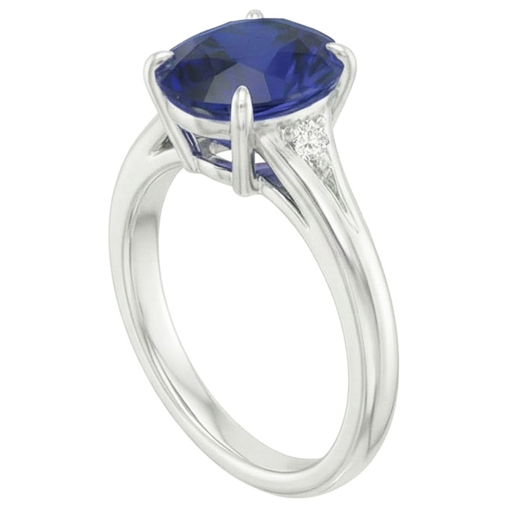 Natural Real ( Not Lab Grown )  Three Stones Ring Oval Sri Lankan Sapphire 2.75 Carats Split Shank
