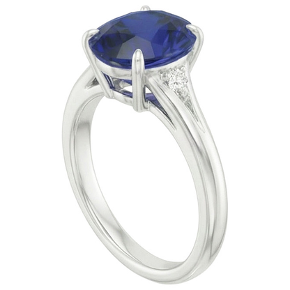 Natural Real ( Not Lab Grown )  Three Stones Ring Oval Sri Lankan Sapphire 2.75 Carats Split Shank