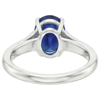 Natural Real ( Not Lab Grown )  Three Stones Ring Oval Sri Lankan Sapphire 2.75 Carats Split Shank