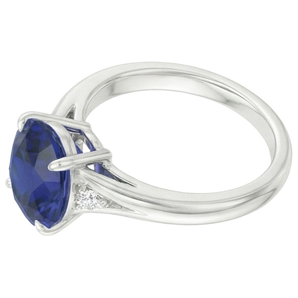 Natural Real ( Not Lab Grown )  Three Stones Ring Oval Sri Lankan Sapphire 2.75 Carats Split Shank