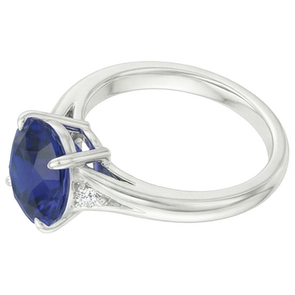 Natural Real ( Not Lab Grown )  Three Stones Ring Oval Sri Lankan Sapphire 2.75 Carats Split Shank