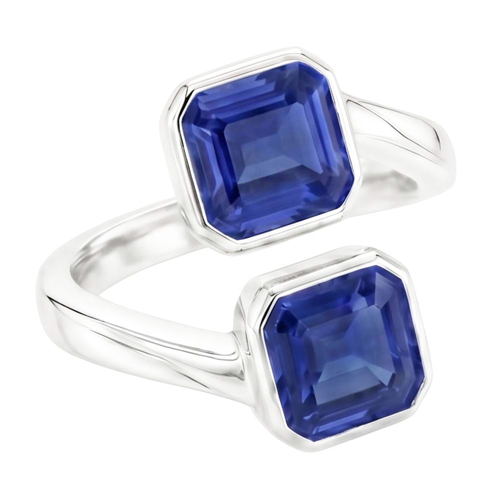 Natural Real ( Not Lab Grown )  Toi Et Moi Emerald Sapphire Ring 2 Stone Bezel Set 3 Carats Filigree