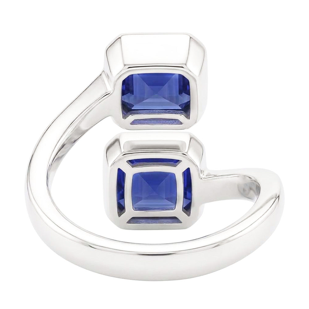 Natural Real ( Not Lab Grown )  Toi Et Moi Emerald Sapphire Ring 2 Stone Bezel Set 3 Carats Filigree