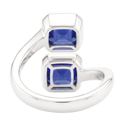 Natural Real ( Not Lab Grown )  Toi Et Moi Emerald Sapphire Ring 2 Stone Bezel Set 3 Carats Filigree