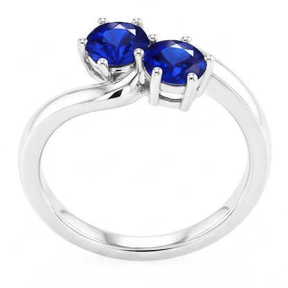 Natural Real ( Not Lab Grown )  Toi et Moi Anniversary Ring Round Ceylon Sapphire 4 Carats Prong Set