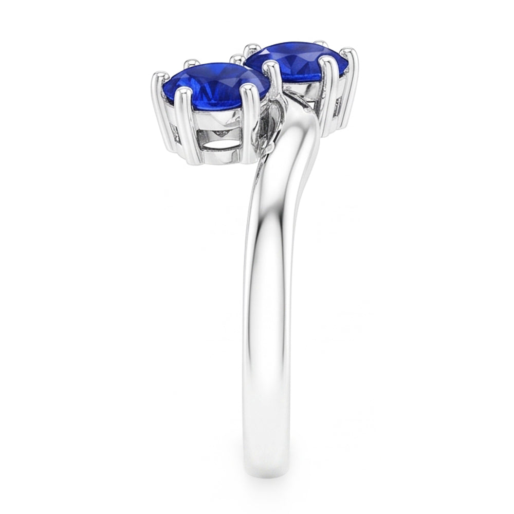 Natural Real ( Not Lab Grown )  Toi et Moi Anniversary Ring Round Ceylon Sapphire 4 Carats Prong Set