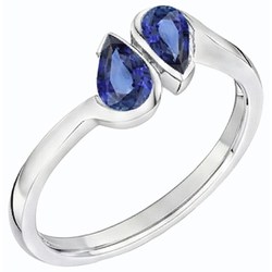 Natural Real ( Not Lab Grown )  Toi et Moi Blue Sapphire Anniversary Ring 2 Stone Jewelry 2 Carats