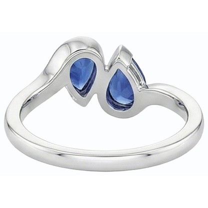 Natural Real ( Not Lab Grown )  Toi et Moi Blue Sapphire Anniversary Ring 2 Stone Jewelry 2 Carats