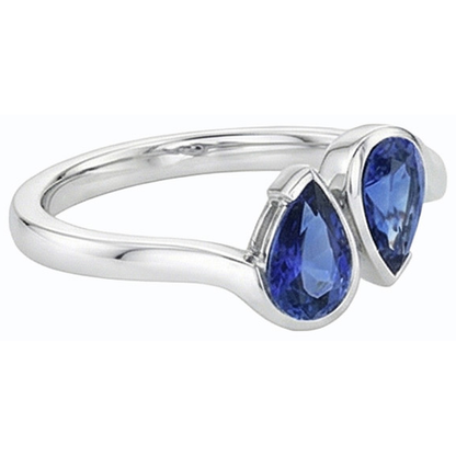 Natural Real ( Not Lab Grown )  Toi et Moi Blue Sapphire Anniversary Ring 2 Stone Jewelry 2 Carats