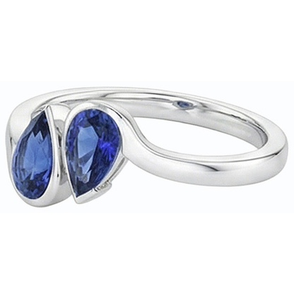 Natural Real ( Not Lab Grown )  Toi et Moi Blue Sapphire Anniversary Ring 2 Stone Jewelry 2 Carats