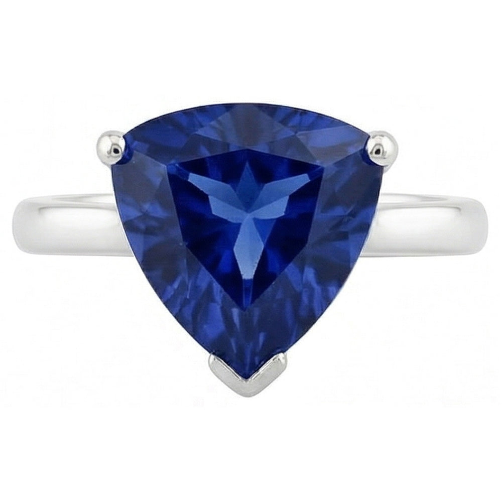 Natural Real ( Not Lab Grown )  Trillion Cut Gemstone Solitaire Ring