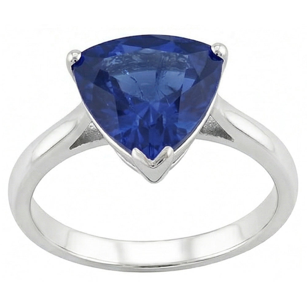 Natural Real ( Not Lab Grown )  Trillion Cut Gemstone Solitaire Ring