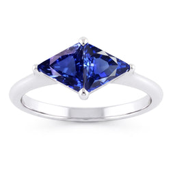 Natural Real ( Not Lab Grown )  Trillion Cut Sapphire Gemstone Ring 2 Carats Ladies Jewelry Gold