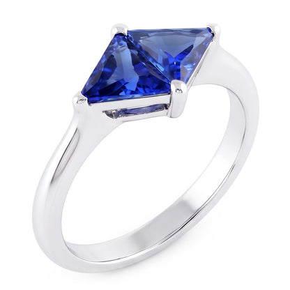 Natural Real ( Not Lab Grown )  Trillion Cut Sapphire Gemstone Ring 2 Carats Ladies Jewelry Gold