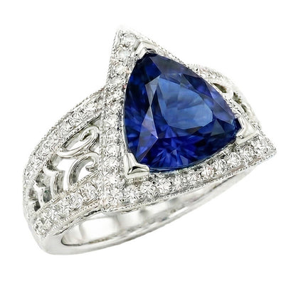 natural trillion sapphire 1.50ct ring front view