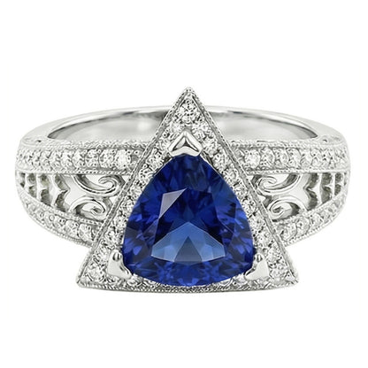 natural trillion sapphire 1.50ct ring side angle
