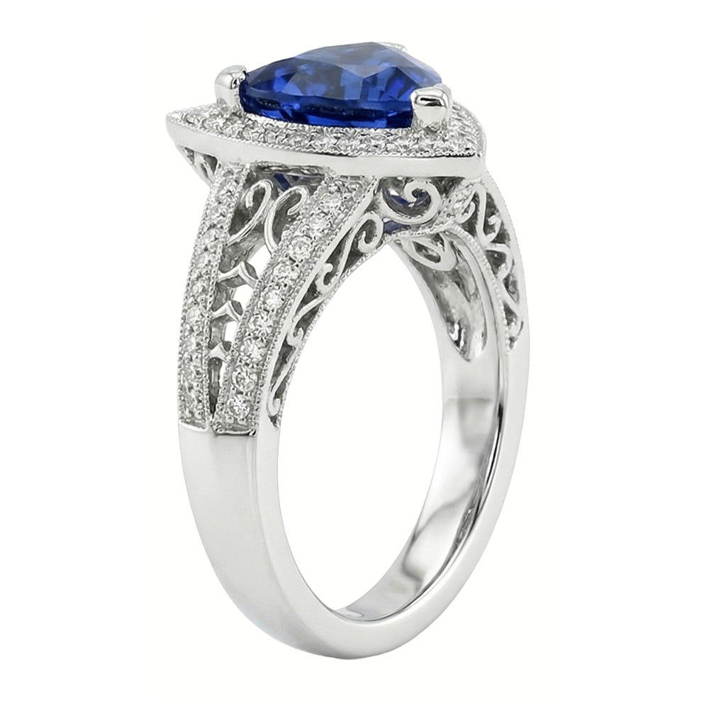 natural trillion sapphire 1.50ct ring top view