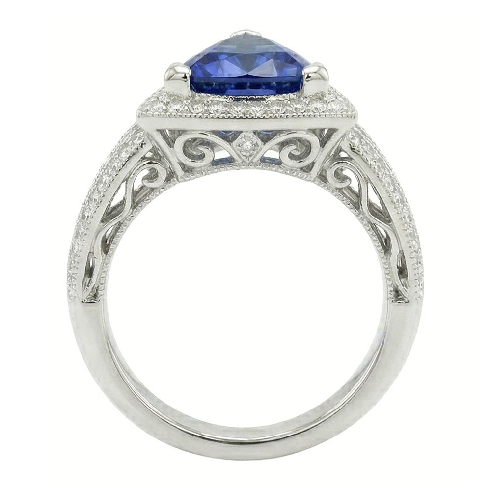 natural trillion sapphire 1.50ct ring profile view