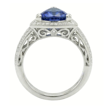 natural trillion sapphire 1.50ct ring profile view